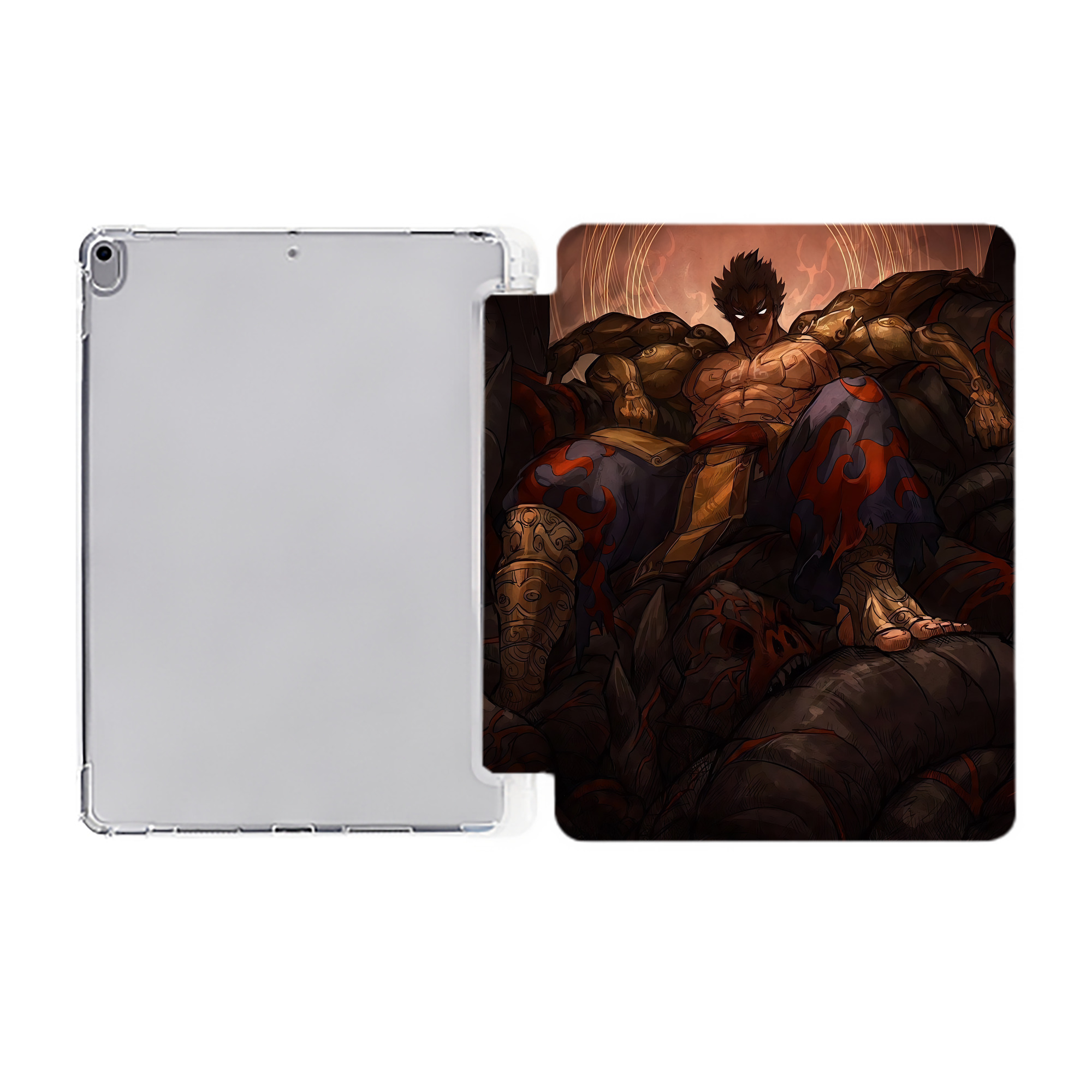 （画像用） 北斗の拳 Fist of the North Star IPad ケース ペン収納付き 三つ折りスタンド PUレザー×シリコン 対応機種9.5/10.5/10.9インチ